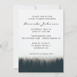 Rustic Misty Forest PineTrees Woodland Baby Shower Inbjudningar