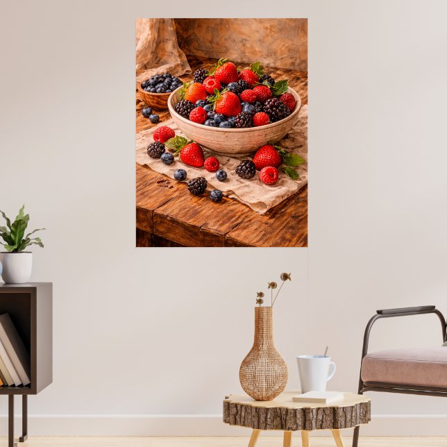 Rustic Mixed Berries Still Life a Cozy Food Poster (Vardagsrum 3)