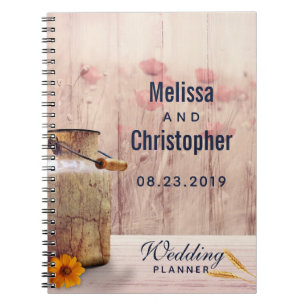 Rustic Mjölk can Landsbyggsbröllop Planner Anteckningsbok
