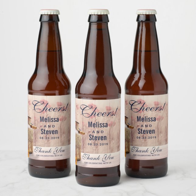 Rustic Mjölk can Landsbyggsbröllop Tack Ölflaska Etikett (Flaskor)