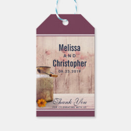 Rustic Mjölk can Landsbyggsbröllop Tack Presentetikett