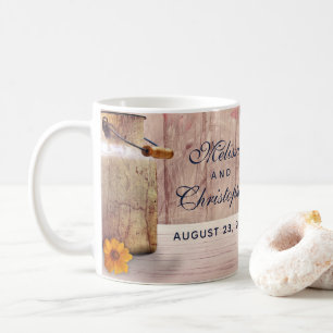 Rustic Mjölk Can med Wheat and Flowers Bröllop Kaffemugg