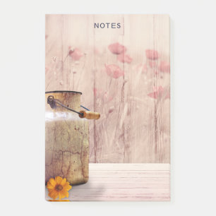 Rustic Mjölk Kan Land Stil på Wood Post-it Block