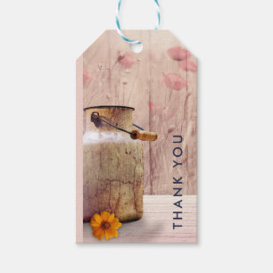Rustic Mjölk kan Land Stil på Wood Tack Presentetikett
