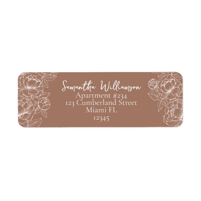 Rustic Mocha Mousse Classic Bröllop Returadress Etikett (Framsidan)