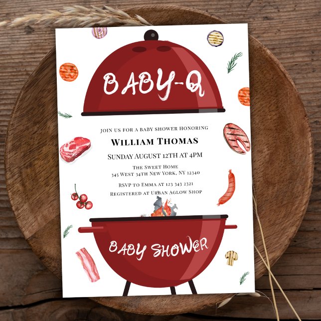 Rustic Modern Backyard BBQ Baby Q Baby Shower Inbjudningar (Rustic Modern Backyard BBQ Baby Q Baby Shower Invitation)