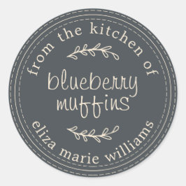 Rustic Modern Baked Goods Blueberry Muffins Black Runt Klistermärke