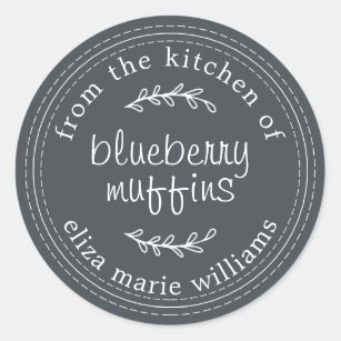 Rustic Modern Baked Goods Blueberry Muffins Black Runt Klistermärke