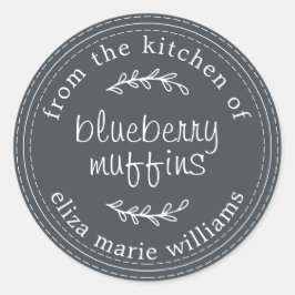 Rustic Modern Baked Goods Blueberry Muffins Black Runt Klistermärke