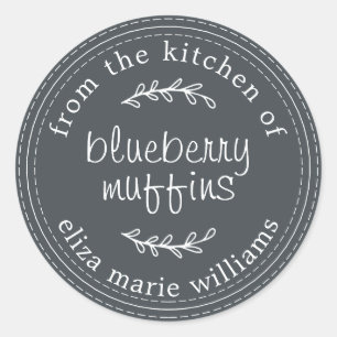 Rustic Modern Baked Goods Blueberry Muffins Black Runt Klistermärke