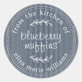 Rustic Modern Baked Goods Blueberry Muffins Blue Runt Klistermärke
