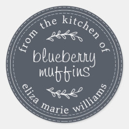 Rustic Modern Baked Goods Blueberry Muffins Blue Runt Klistermärke