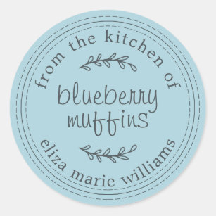 Rustic Modern Baked Goods Blueberry Muffins Blue Runt Klistermärke