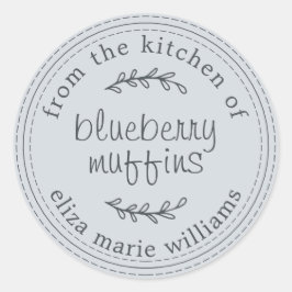 Rustic Modern Baked Goods Blueberry Muffins Blue Runt Klistermärke
