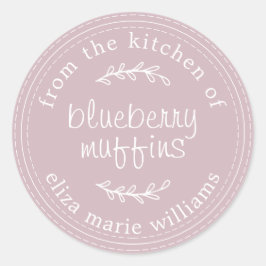 Rustic Modern Baked Goods Blueberry Muffins Lila Runt Klistermärke