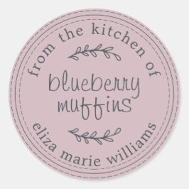 Rustic Modern Baked Goods Blueberry Muffins Lila Runt Klistermärke
