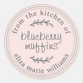 Rustic Modern Baked Goods Blueberry Muffins Pink Runt Klistermärke