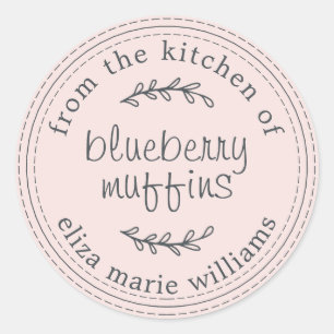 Rustic Modern Baked Goods Blueberry Muffins Rosa Runt Klistermärke