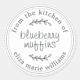 Rustic Modern Baked Goods Blueberry Muffins White Runt Klistermärke