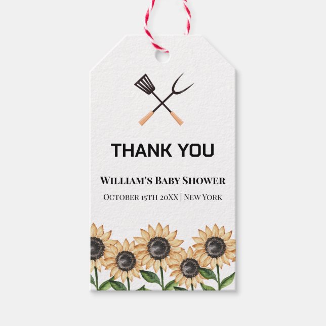 Rustic Modern BBQ Solrosbabydusch Presentetikett (Framsidan)