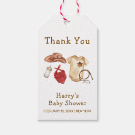 Rustic Modern Boho Western Cowboy Baby Shower Presentetikett
