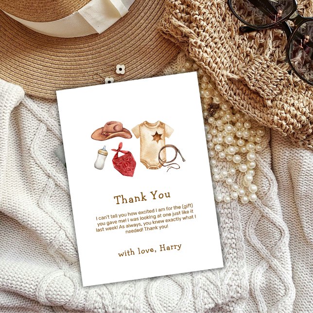 Rustic Modern Boho Western Cowboy Baby Shower Tack Kort (Rustic Modern Boho Western Cowboy Baby Shower Thank You Card)
