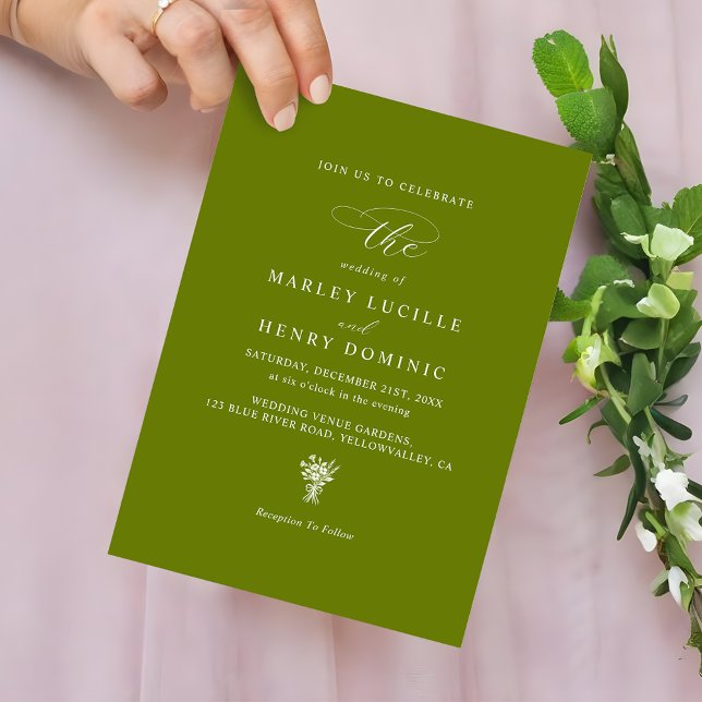 Rustic Modern Bright Olive Green Wedding Inbjudningar (Skapare uppladdad)
