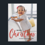 Rustic Modern Calligraphy Red God jul Helg Vykort<br><div class="desc">God Jul! Skicka festive hälsning denna julsäsong med anpassadet julfotopapport. Den har en mogen,  modern,  kalligrafi. Anpassa genom att lägga till foto,  namn,  år och andra detaljer. Det här moderna kalligrafifotovykortet finns i andra kartonger.</div>