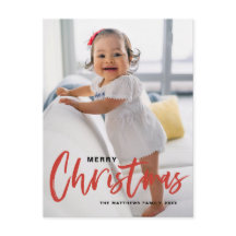 Rustic Modern Calligraphy Red God jul