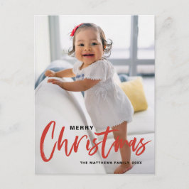 Rustic Modern Calligraphy Red God jul Helg Vykort