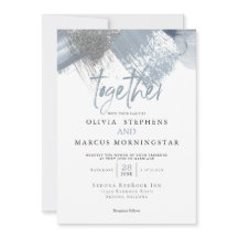 Rustic Modern Chic Dusty Blue Brushstrokes