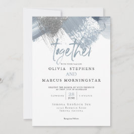 Rustic Modern Chic Dusty Blue Brushstrokes Inbjudningar