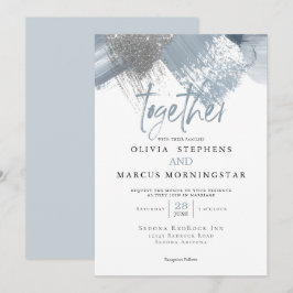Rustic Modern Chic Dusty Blue Brushstrokes Inbjudningar