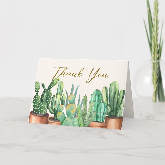 Rustic Modern Desert Cactus Garden Baby Shower Tack Kort (Framsida)