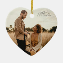 Rustic Modern Engagement Photo Heart Keepsake  Julgransprydnad Keramik