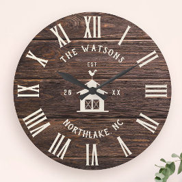 Rustic Modern Farmhouse Anpassningsbar Family Namn Stor Klocka