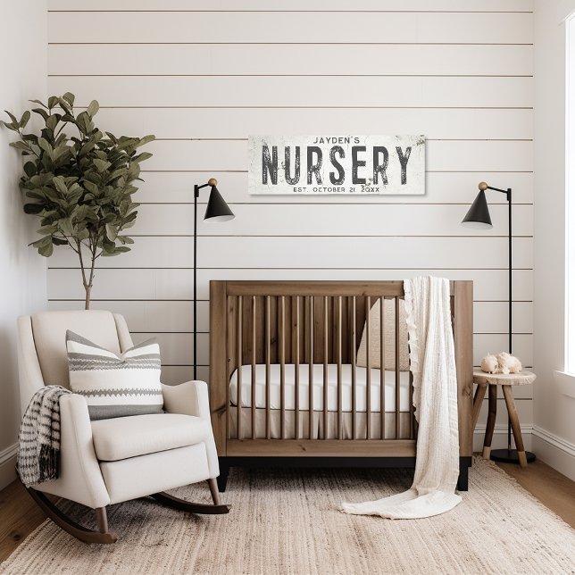 Rustic Modern Farmhouse Baby Nursery Long Canvastryck (Skapare uppladdad)