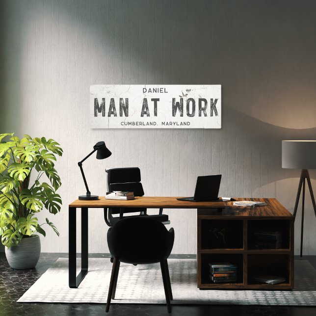 Rustic Modern Farmhouse Male Office Long Canvastryck (Skapare uppladdad)