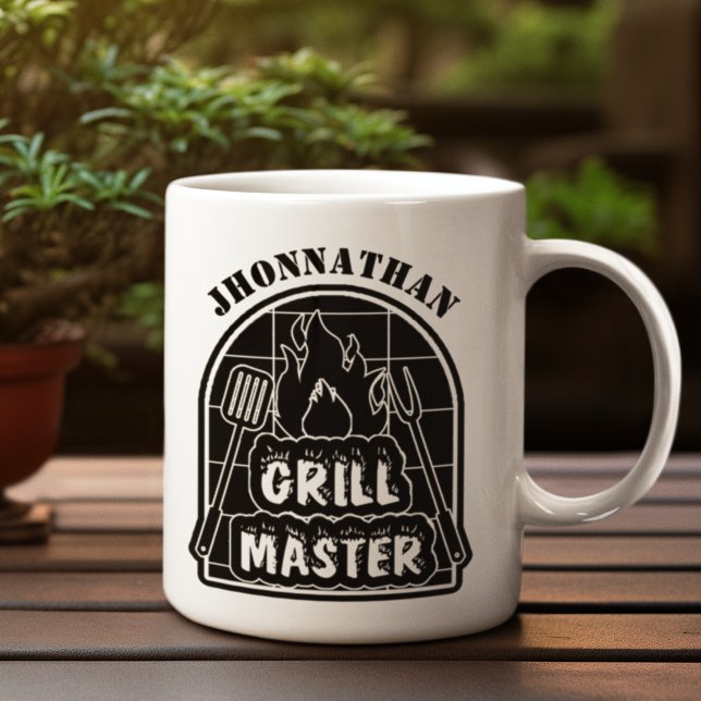 Rustic Modern Grillmaster Black Namn Fars dag Kaffemugg (Skapare uppladdad)