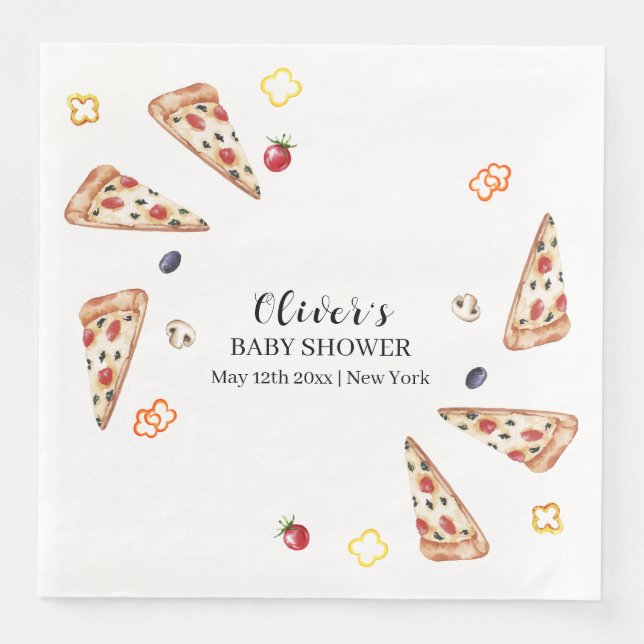 Rustic Modern Italice Pizza Baby Shower Pappersservett (Framsida)