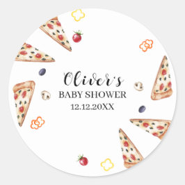 Rustic Modern Italice Pizza Baby Shower Runt Klistermärke
