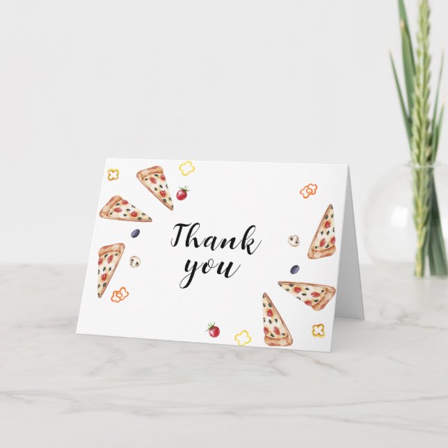 Rustic Modern Italice Pizza Baby Shower Tack Kort (Framsida)