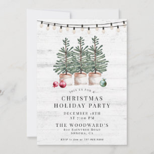 Rustic Modern Julgranar Wood String Ljus Inbjudningar
