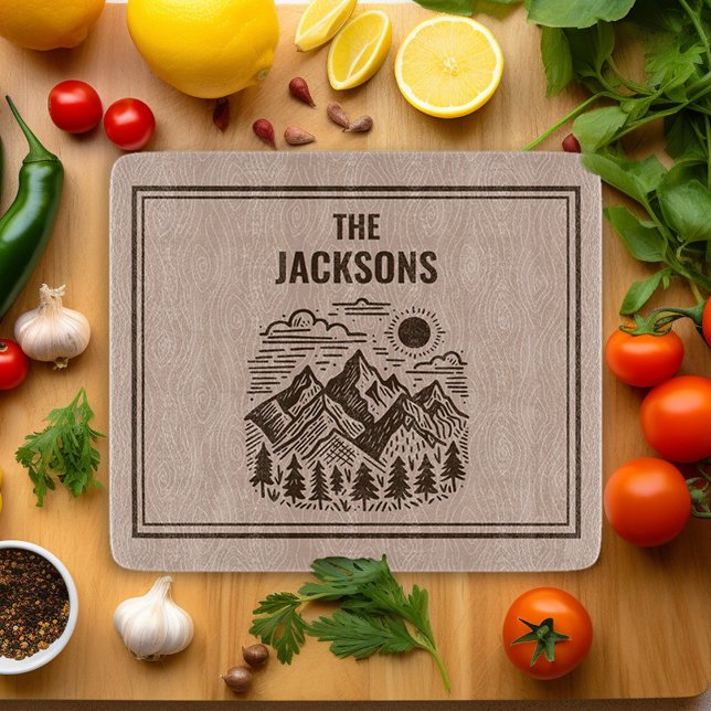 Rustic Modern Mountain Custom (Modern Mountains Kitchen Cuttingboard)