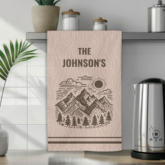 Rustic Modern Mountains Custom Kökshandduk