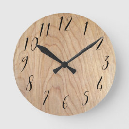 Rustic Modern Ofärdig Wood Mönster tryckt Rund Klocka