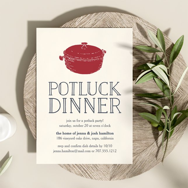 Rustic Modern Potluck Dinner Party-inbjudan Inbjudningar (Skapare uppladdad)