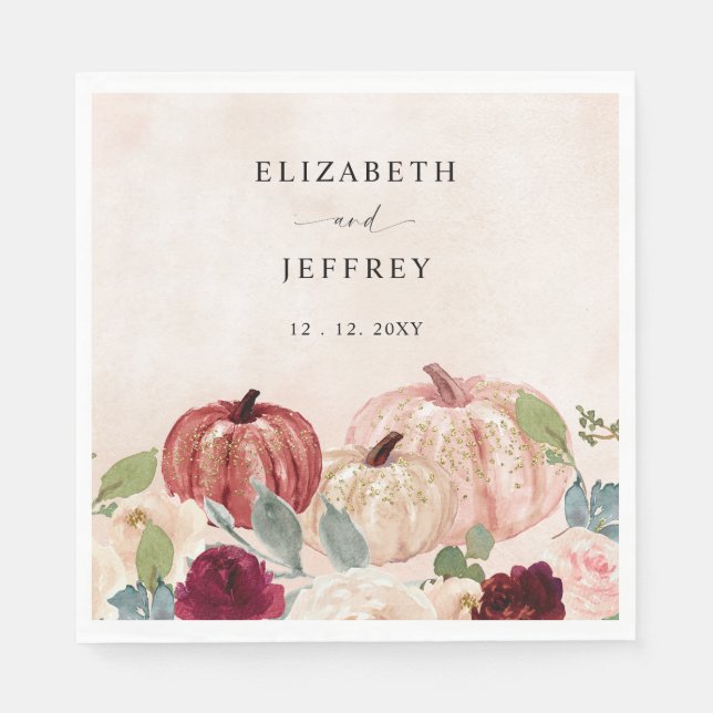 Rustic Modern Pumpkins Land Fall Wedding Pappersservett (Framsidan)