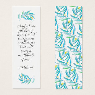 Rustic Modern Religiösa Bible Mint Citrus Bookmark Litet Visitkort