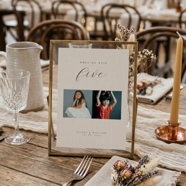 Rustic Modern Script Barndomsfoton som Bordsnummer (Skapare uppladdad)